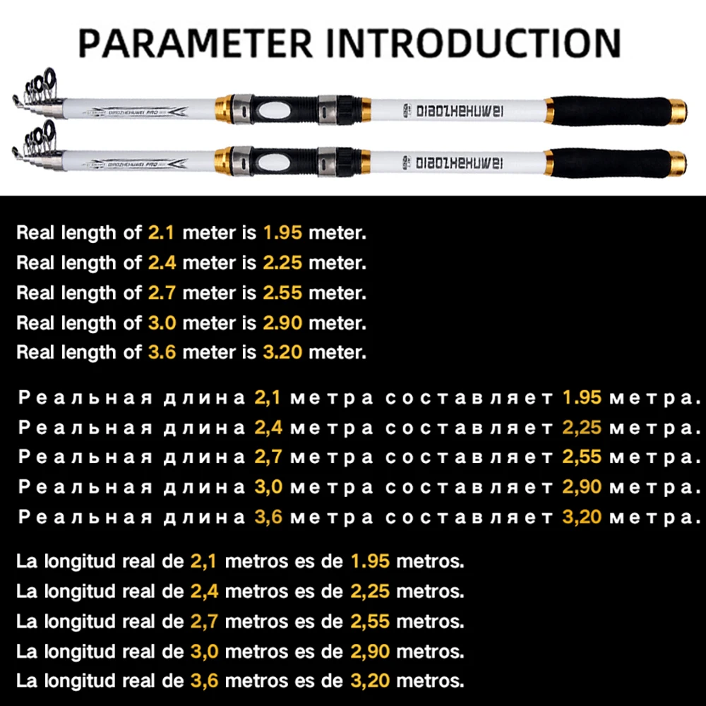 Lightweight Sea Pole Carbon Fiberglass 2.1/2.4/2.7/3.0/3.6M High-speed Rotating Fishing Reel Strong Durable Salty/Freshwater