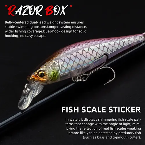 Imagen 2 del producto Magic Works 5 unids/set mejor precio 70mm 6,9g Señuelos de pesca Minnow Wobblers para Lucio Minnows cebo Artificial flotante para trucha lubina