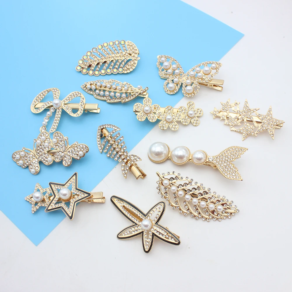 17 Styles Hair Clip Big Barrettes Bowknot Leaf Butterfly Flower Star Crystal Alligator Hairpin Headwear Fashion Jewelry Gift