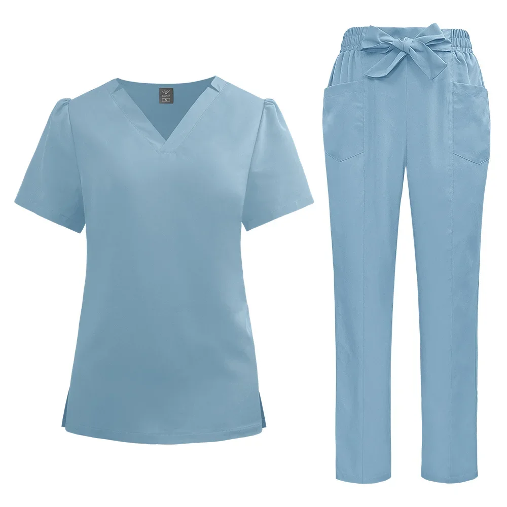 Women's new quick-drying thin beauty salon SPA club bow solid color hospital work nurse uniform hand wash