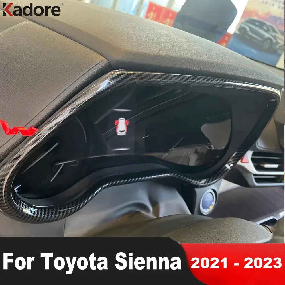 

For Toyota Sienna 2021 2022 2023 Carbon Fiber Car Dashboard Instrument Panel Frame Cover Trim Interior Mouldings Accessories