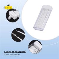 A23E-50 Pcs Plastic Toothpicks 2 Way Tooth Picks Interdental Brush Cleaners Portable Box Random Color