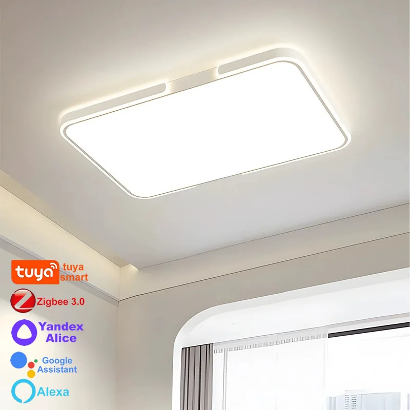 Cream Style Led Ceiling Lamps Zigbee Tuya Smart Full Spectrum 97Ra Chandelier Living Room Home Decor Alice Assistant Alexa 2MQTT