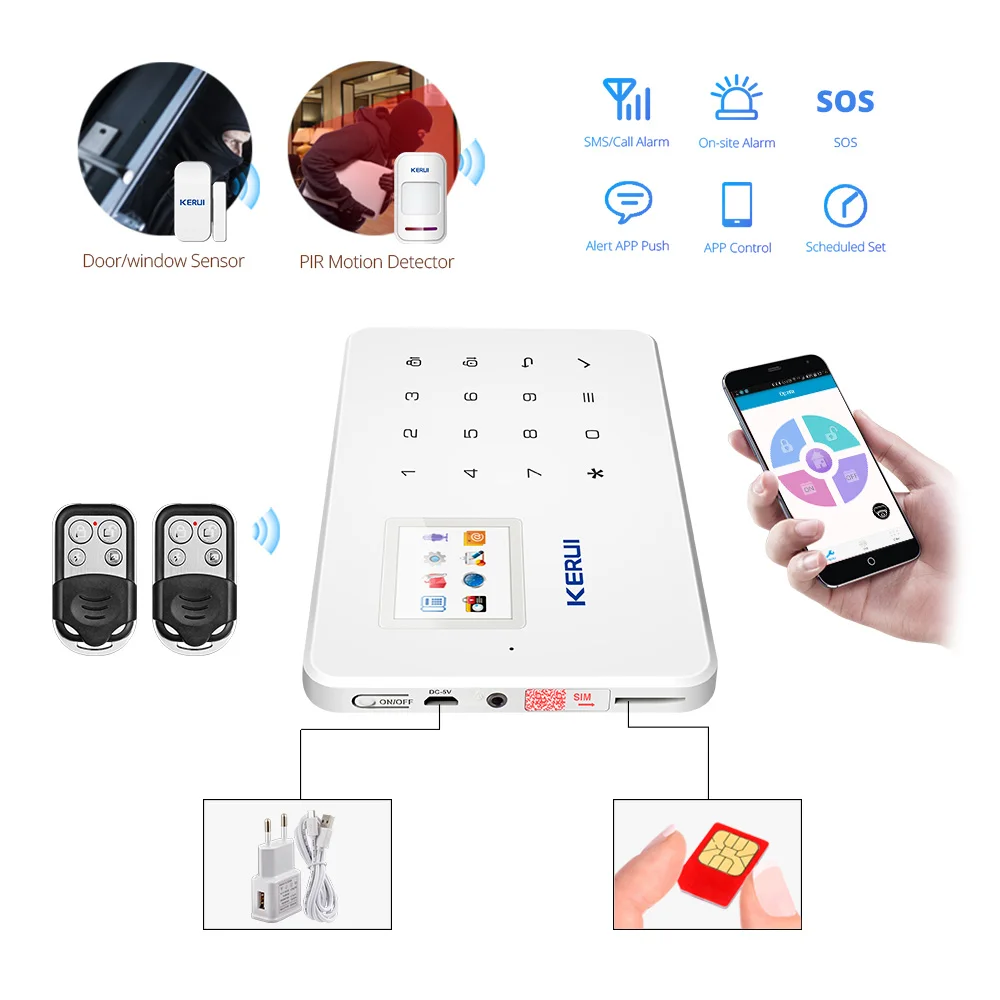 Imagem -06 - Kerui W181 Sistema de Alarme de Segurança Doméstica Conexão Gsm Kit de Alarme contra Roubo Móvel sem Fio com Sensor de Movimento Sirene