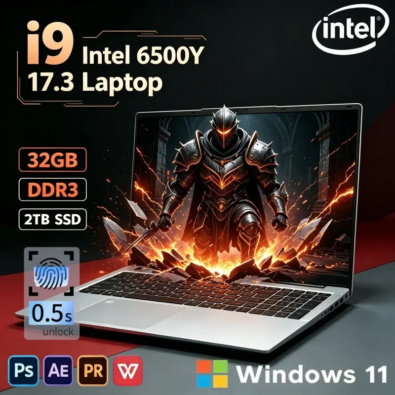 2026 Editor Choice 17.3 Inch Notebook Intel Core 6500Y 16/32GB 2TB Win11 Ultra Slim Portable Study Laptop