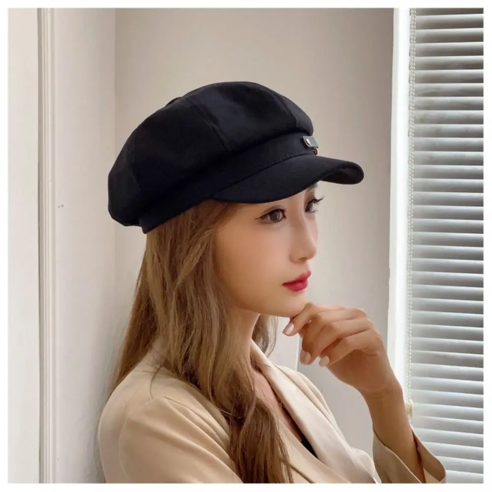 Vintage Beret Newsboy Hat Adjustable Autumn Winter Hat Cabbie Beret Octagonal Cap Soft Woolen Beret for Women Beret Painter Cap