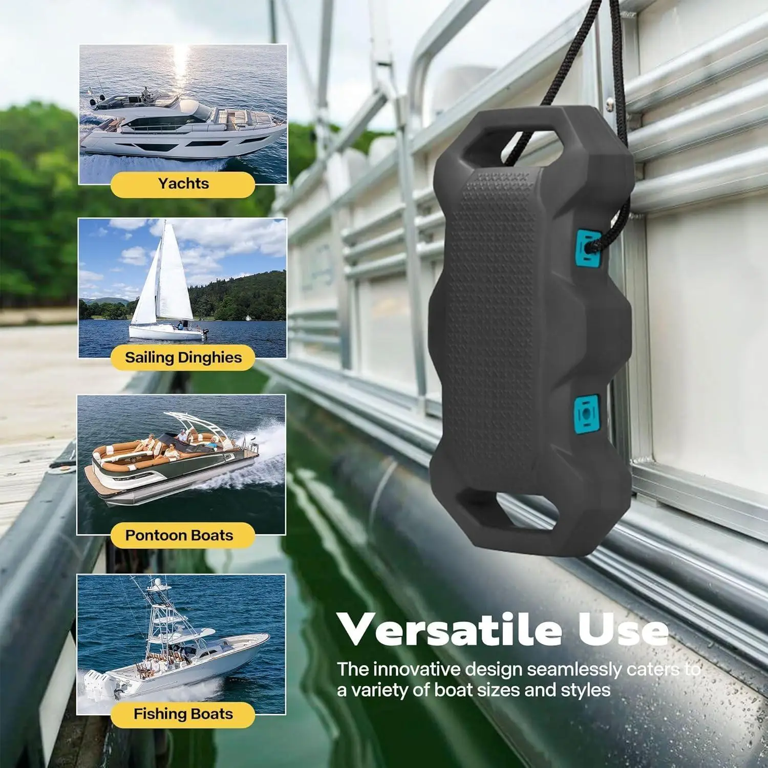 Boat Fenders for Docking, Boat Bumpers with Nylon Rope, and Fixed Lock Fit for Yachts, Sailing Dinghies, Bass Boats