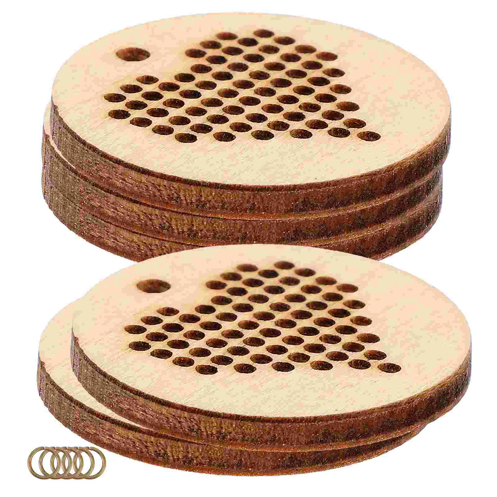 

5 Pcs Cross-stitch Wood Pieces DIY Board Plates Chips Round Wooden Pendant Beige Supplies