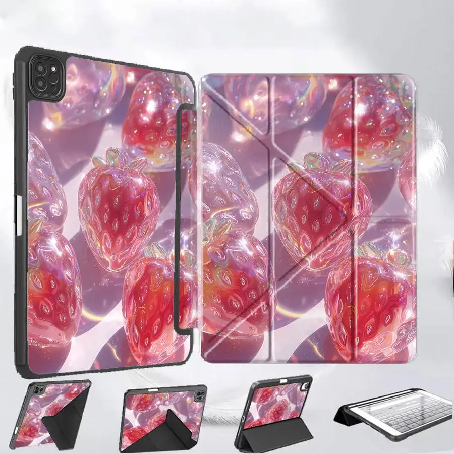 

Lovely Strawberry Pattern Holder Cover Tablet Case For iPad Air 4 5 M3 M2 M4 11inch Pro 2025 Mini 6 7 Pro 11th 10th 9th 8th 7th