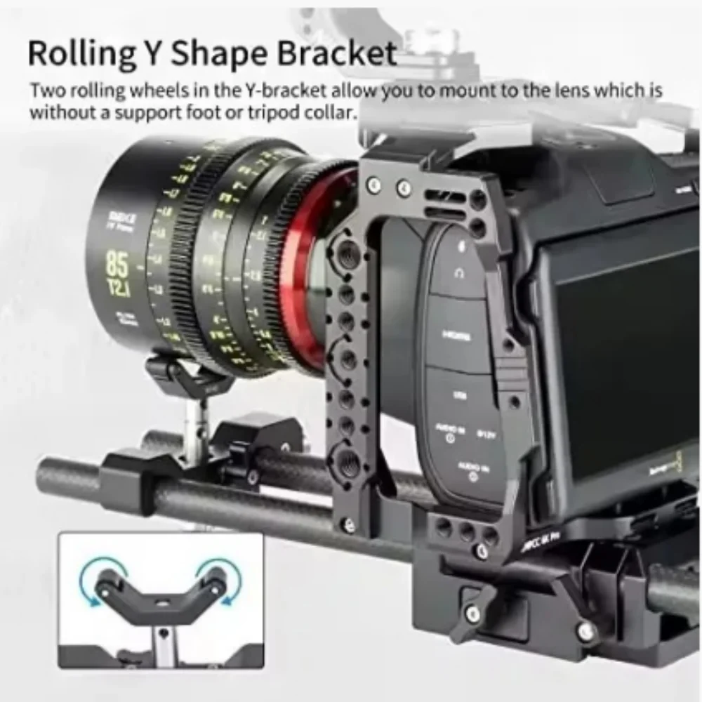 Nitze 15mm Universal LWS Lens Support with Rolling Y-Bracket and 1/4”, 3/8”and M3 Height Extension Posts