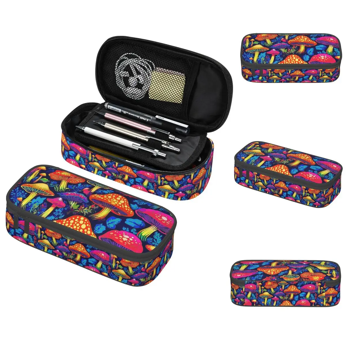 Magic Mushrooms Psychedelic Pattern Pencil Case for Boys Girls Gifts Pen Box Pencil Bag Stationery Supplies Pen Holder Bag