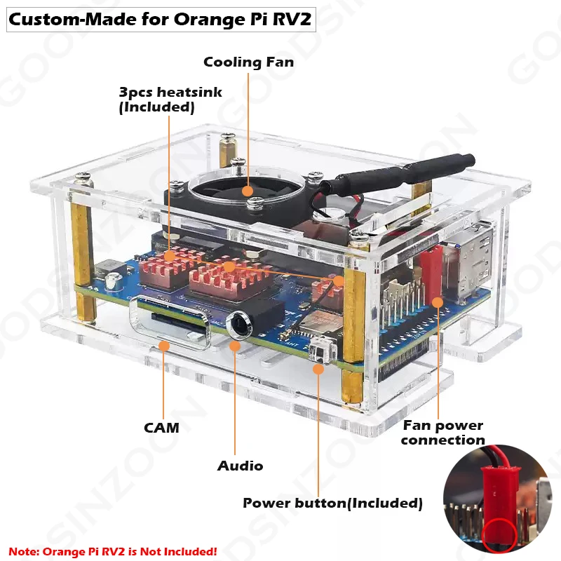 Корпус Orange Pi RV2 с вентилятором и комплектом радиатора 3 шт., вентилятор охлаждения 3 в 1, медный радиатор, комплект кулера для платы Orange Pi RV2