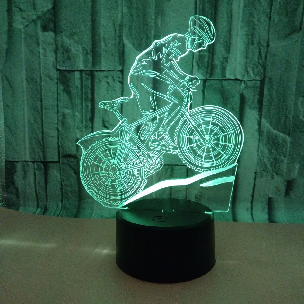 Mountain Bike 3d Lamp Seven-color Touch 3d Led Visual Table Lamps Riding Bike Night Table Moderne Desk Lamp