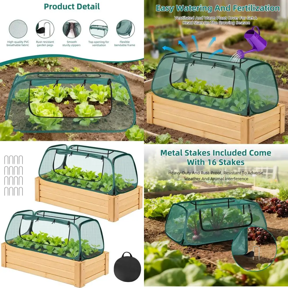 

Raised Bed Cover with Pop-Up Mesh, 30% Sunblock, Bird & Animal Protection for Seedlings and Vegetables, 8 Stakes Included (45x22
