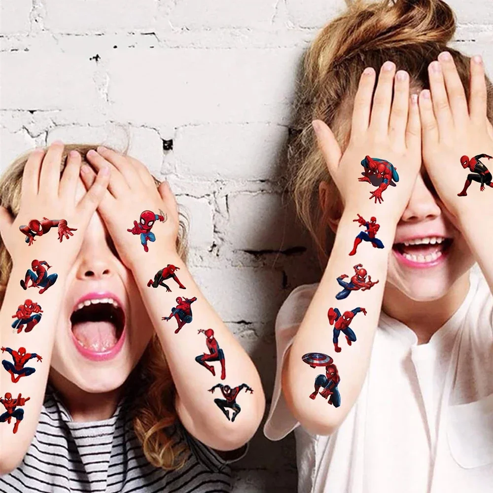 Marvel Cartoon Spiderman Tattoo Stickers Voor Kinderen Jongens Anime Verjaardagsfeestje Decoraties Tijdelijke Tatoeages Speelgoed Feestartikelen