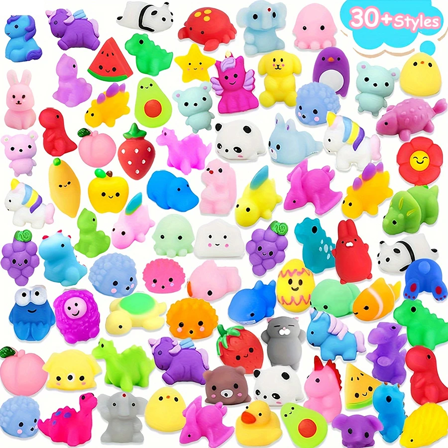 18 Uds. De juguetes blandos de animales bonitos, más de 30 estilos, barco aleatorio, juguetes Mochi para apretar, recuerdo de fiesta, regalos divertidos, Mini decoraciones de escritorio ﻿