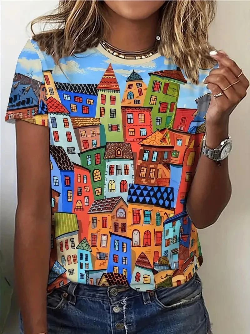 

Женская футболка с короткими рукавами и 3D-принтом размера PLUS, свободная и повседневная, мягкая, удобная и дышащая, подходит для занятий спортом на открытом воздухе