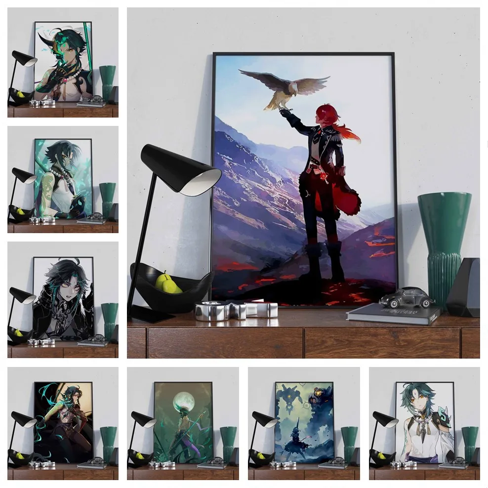 WTQ Anime Posters Genshin Impact Anime Decoration Painting Art Canvas Painting Wall Decor Posters Wall Art Picture Home Decor