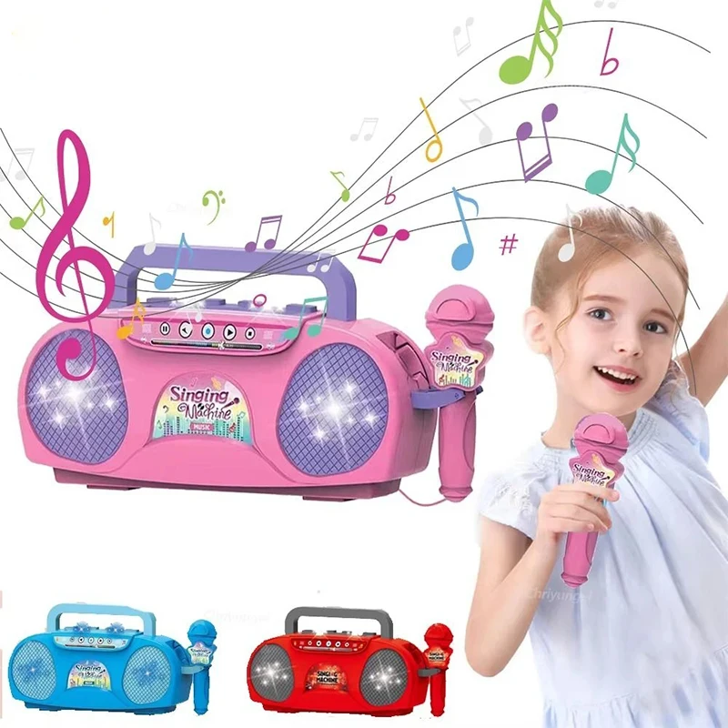 

Kid Karaoke Singing Machine with Microphone Portable Musical Instrument with Light Educational Toy Girl Boy Party Birthday Gift