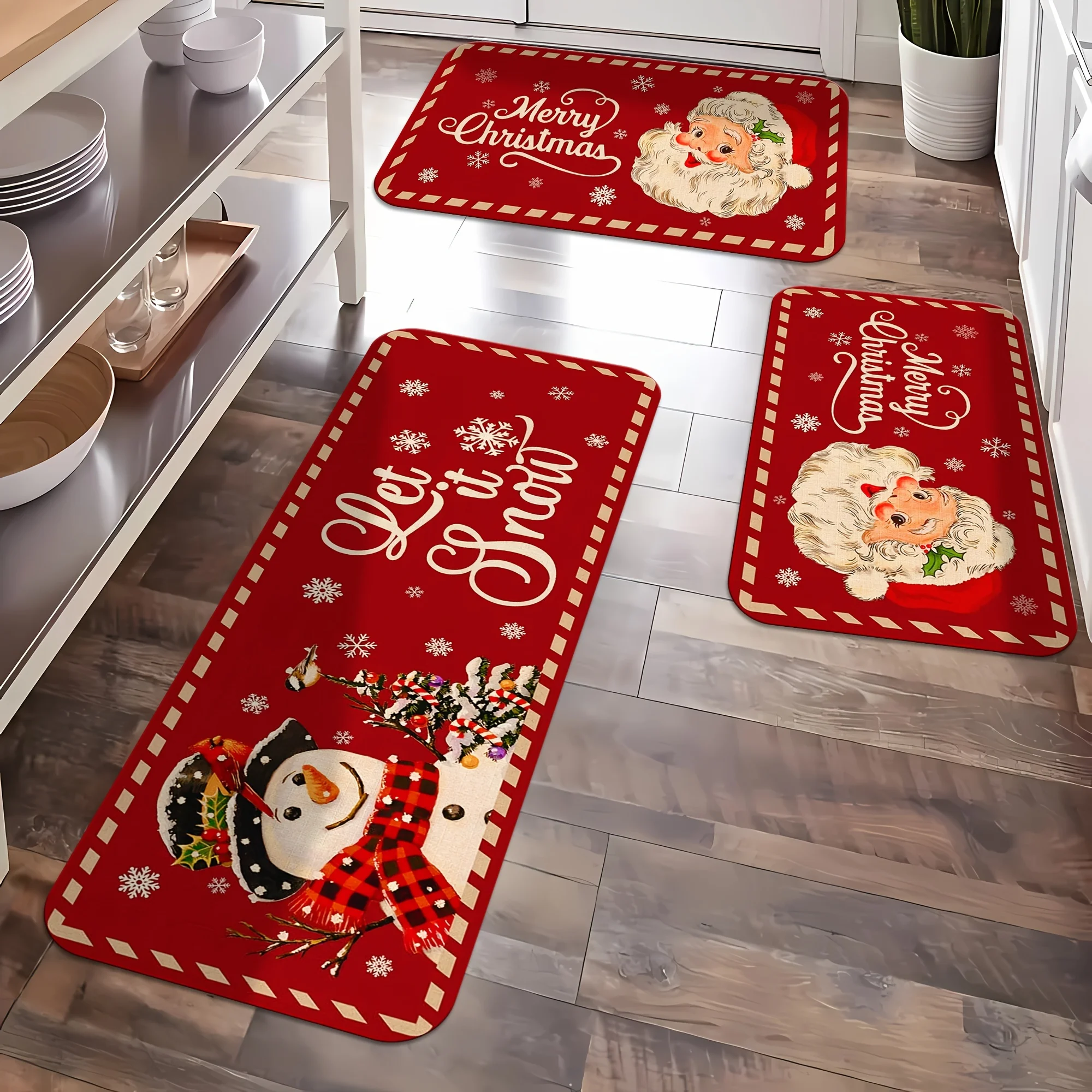 Mutlu noel kar tanesi kardan adam Wecome halı oturma odası yatak halıları mutfak banyo kaymaz Floormat Navidad süslemeleri