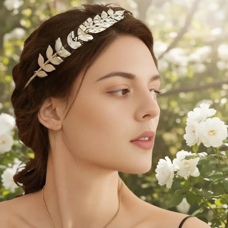 New Retro Gold Color Leaf Headband Headpiece Crown Tiara Headdress Goddess Greek Head Jewelry Bride Wedding Hair Accessories