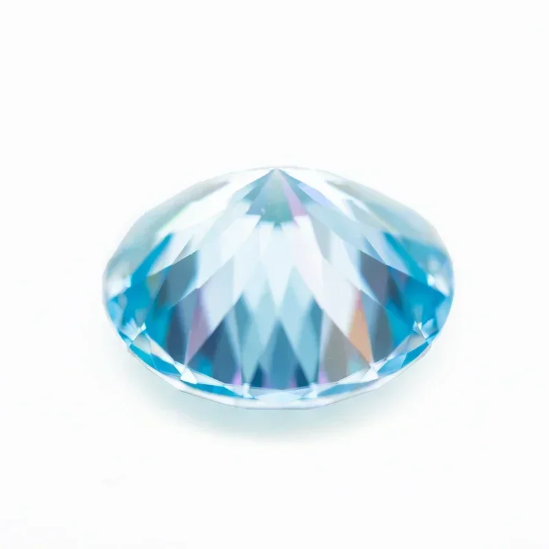 Moissanit Runde Form Aquamarin-Farbe 100 Facetten-Schliff DIY Charms Perlen für Schmuckherstellung Anhänger-Materialien mit Zertifikat – Detail 3