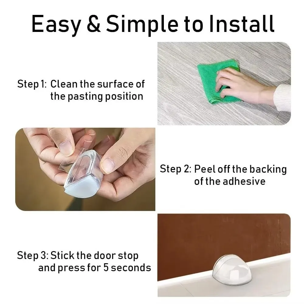 

4Pcs Protector Transparent Door Stopper Self Adhesive Anti-Collision Door Holder Floor Mounted Door Buffer Furniture Protection