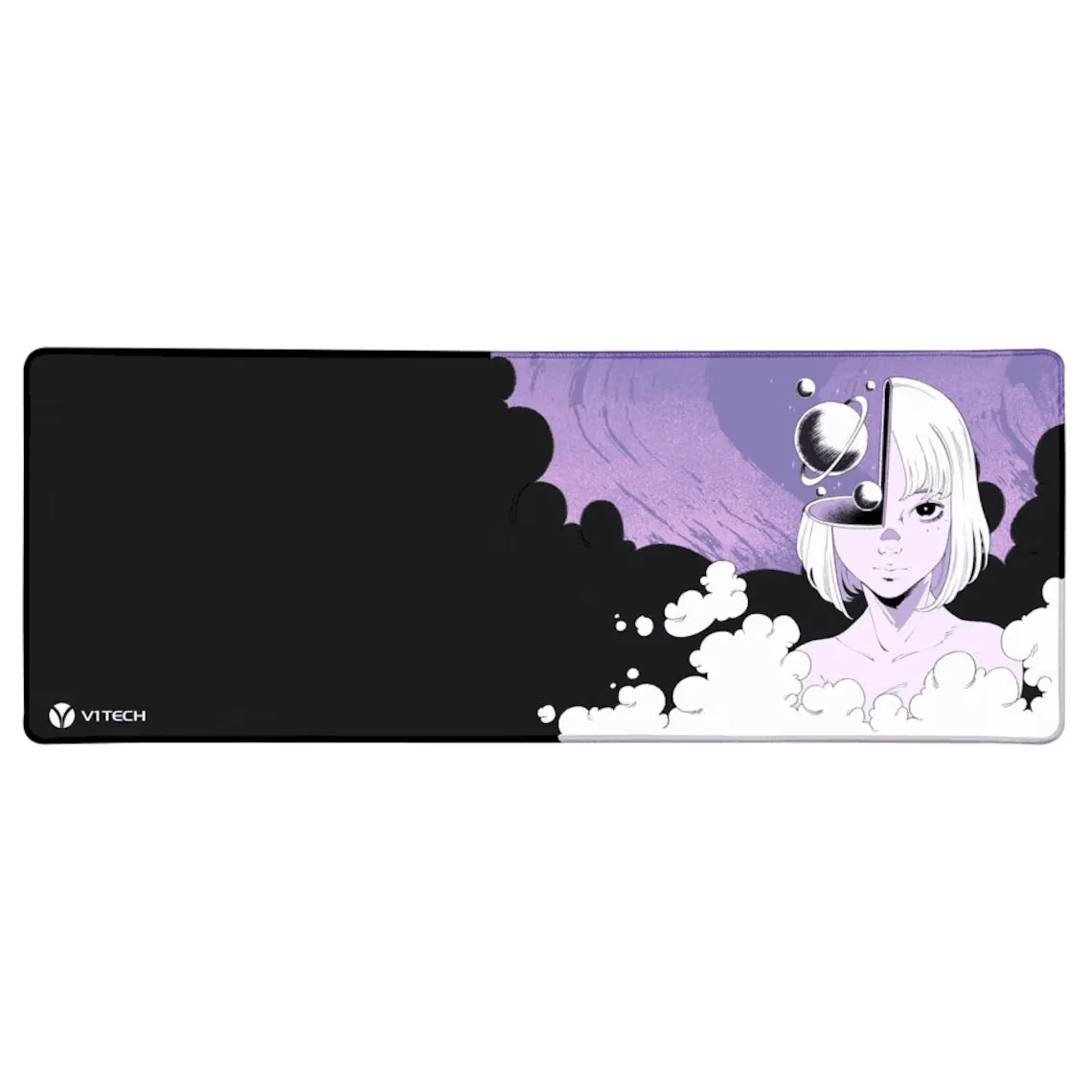 Tapis de souris antidérapant, 800x300, tapis de bureau, maison, bureau, espace de travail, jeu, configuration, polymères de bureau, module V1, nightshade, violet, anime, fille, AngelDelede