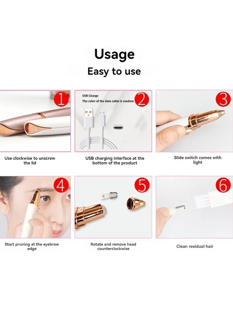 2026 Trimmer sopracciglia elettrico da donna Eye Brow Shaper Matita Rimozione peli viso per le donne Rasoi sopracciglia automatici ricaricabili