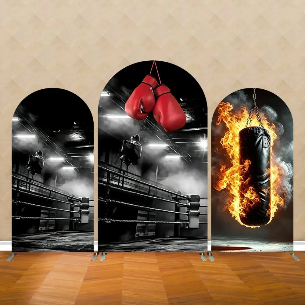 Boxing Themed Arch Cover Backdrop Fight Sports Boxing Gloves Boy Birthday Party Decoration Background Photo Studio