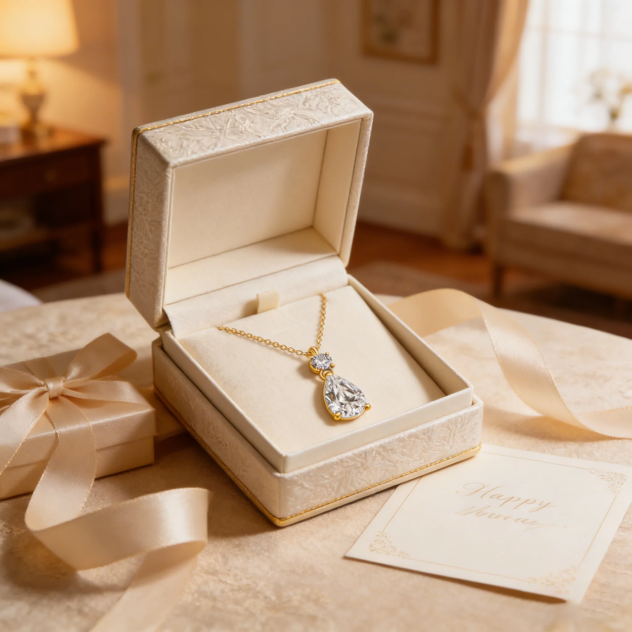 

Brilliant D VVS1 Pear Cut 3CT Moissanite Teardrop Pendant 14K Gold Hollow Necklace Female Neck Chain Party Jewelry with Gift Box