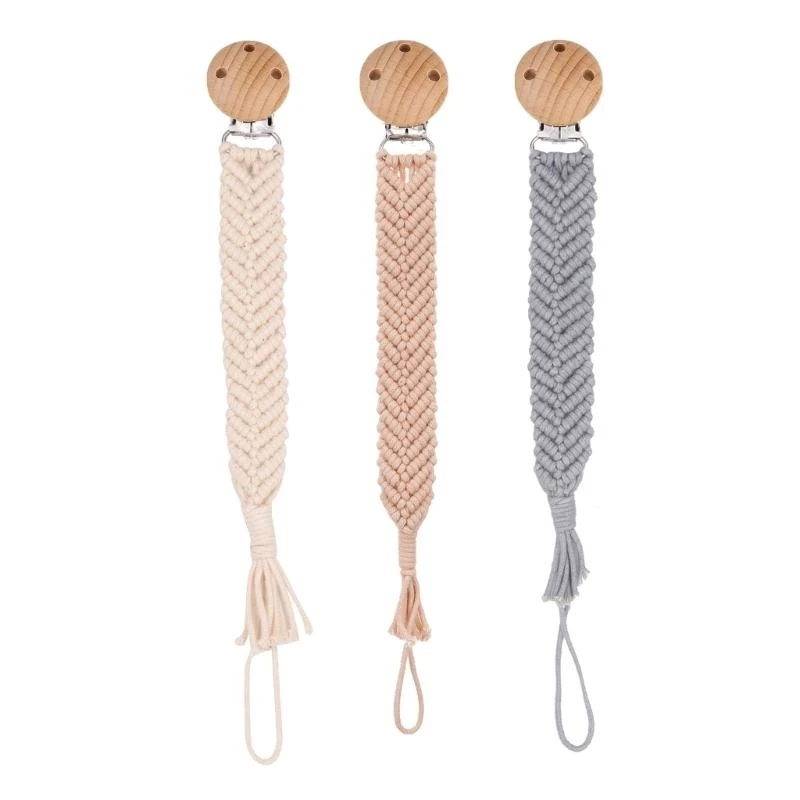 

G2TC Pack of 3pcs Baby Pacifier Clip Chain Toddler Crib Hanging Ornament Cotton Strap
