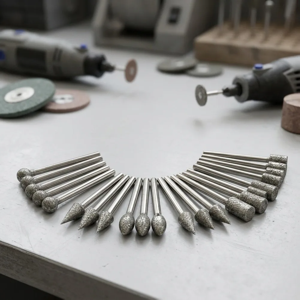 Carbide Drill Bits Diamond Carving Burr Set For Detailed Jewelry Design High-precision Diamond-grit Standard 3x6 Shank