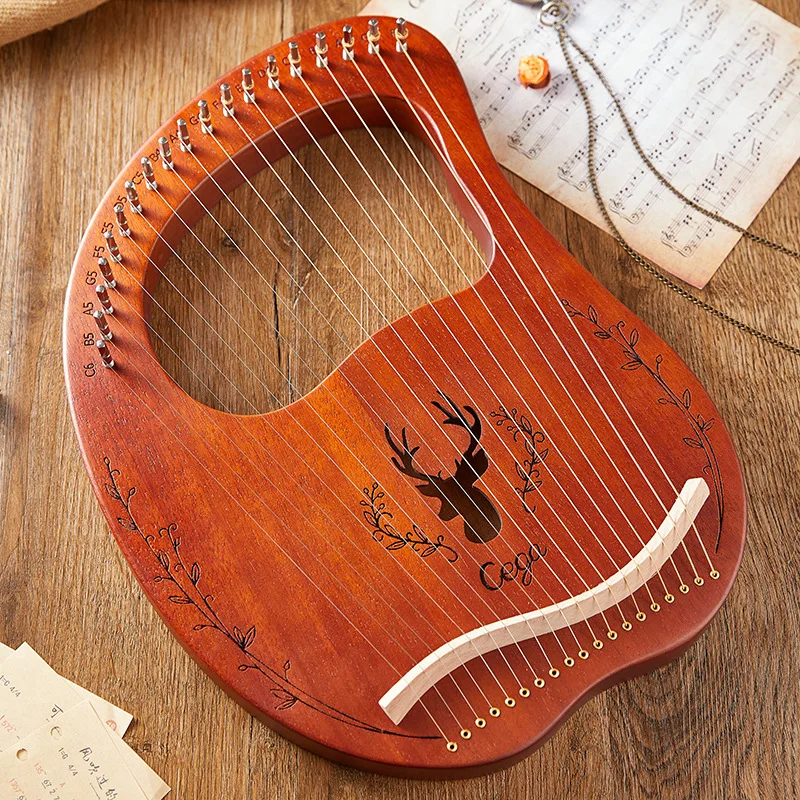 Lyre Harp 10/16/19/21/24 Strings Piano Harp Lyre Harp Mahogany Stringed Musical Instrument With Tuning Wrench Spare Strings