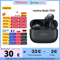 Global Version realme Buds T310 46dB Hybrid Noise Cancellation 40Hours Total Playback 12.4mm Dynamic Bass Driver IP55 Waterproof