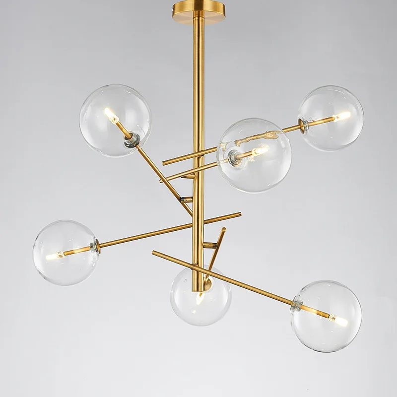 أضواء غرفة المعيشة، الثريات، المطاعم الرعوية الأمريكية الإبداعية، كرات زجاجية من الحديد المطاوع #1