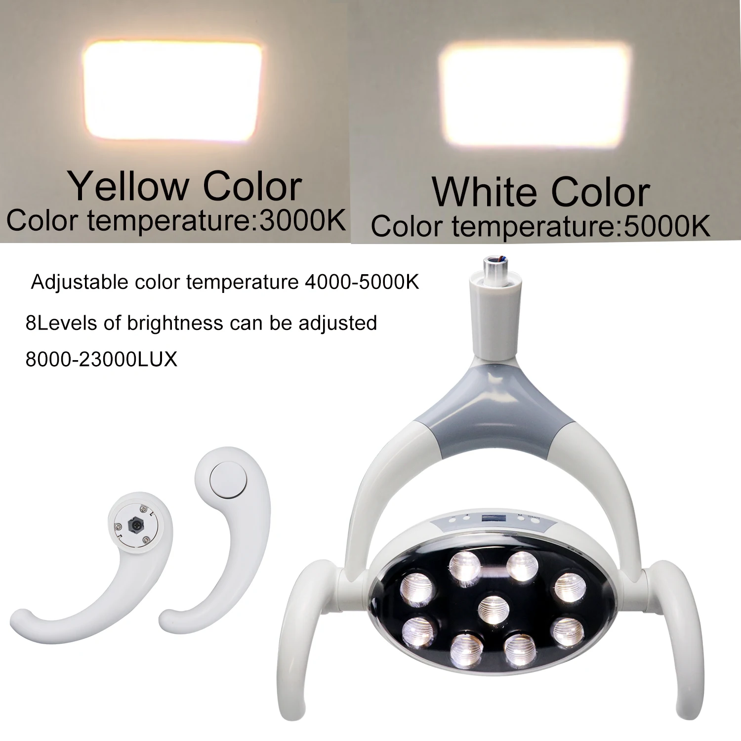 28W Dental Shadowless Led Implant Light 9 Bulbs 8 Levels Brightness Adjustable Lamp Chair Unit for Dentistry Surgey