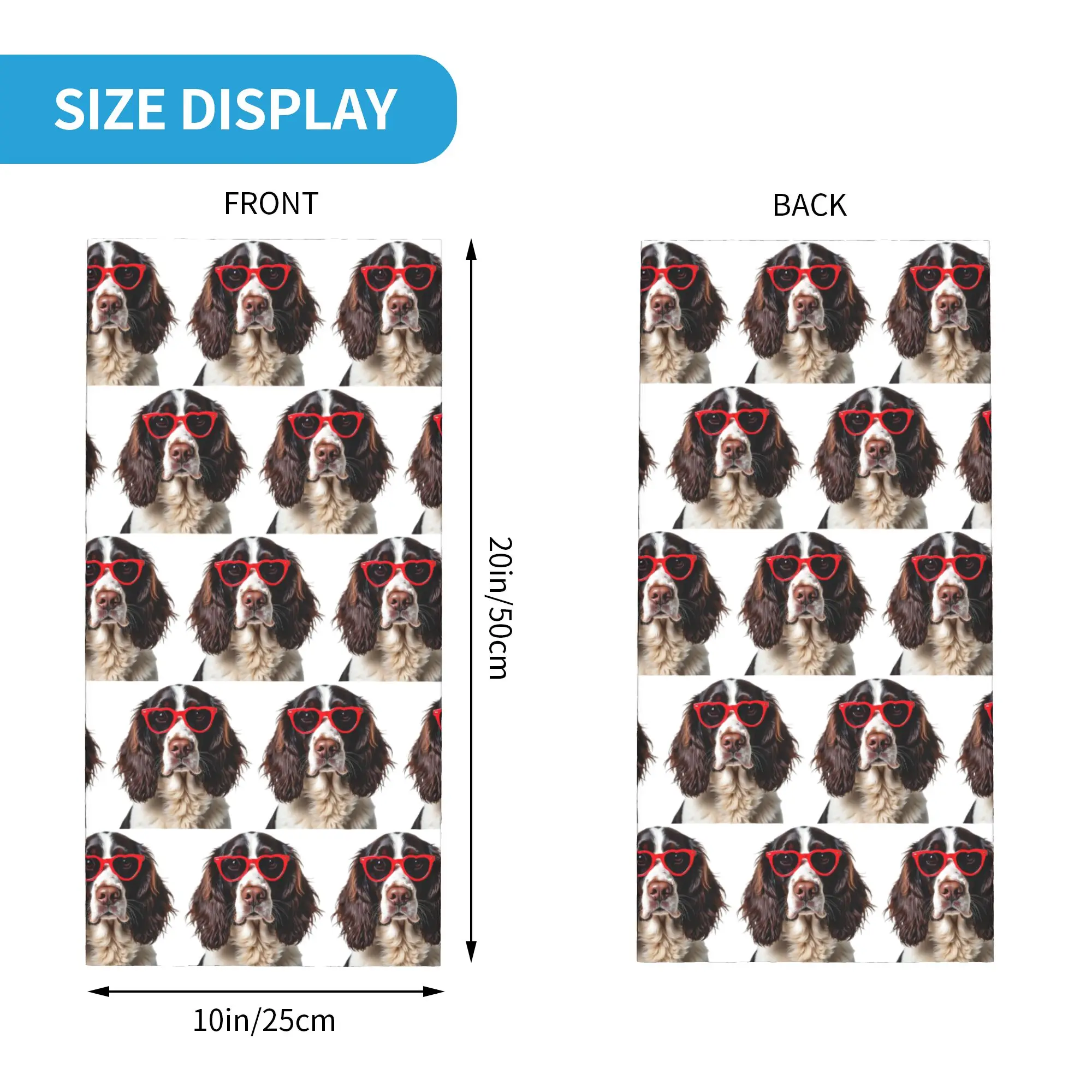 English Springer Spaniel dog wearing a heart shape sunglasses Bandana Neck Cover Printed Wrap Scarf Balaclava Cycling
