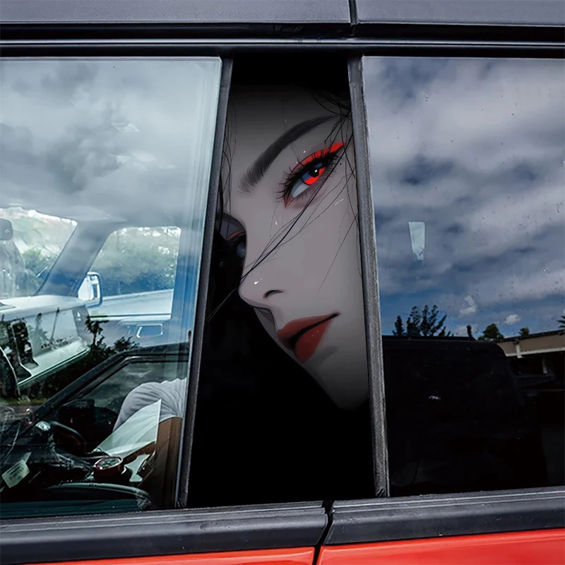 

2 pieces of automotive B-pillar stickers Charming Cool Lady Protective film, PVC material film