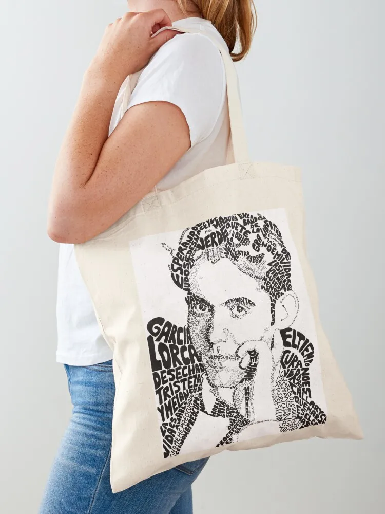 

Typographic portrait with quotes from Federico García Lorca Tote Bag Women's shopper bag women bag