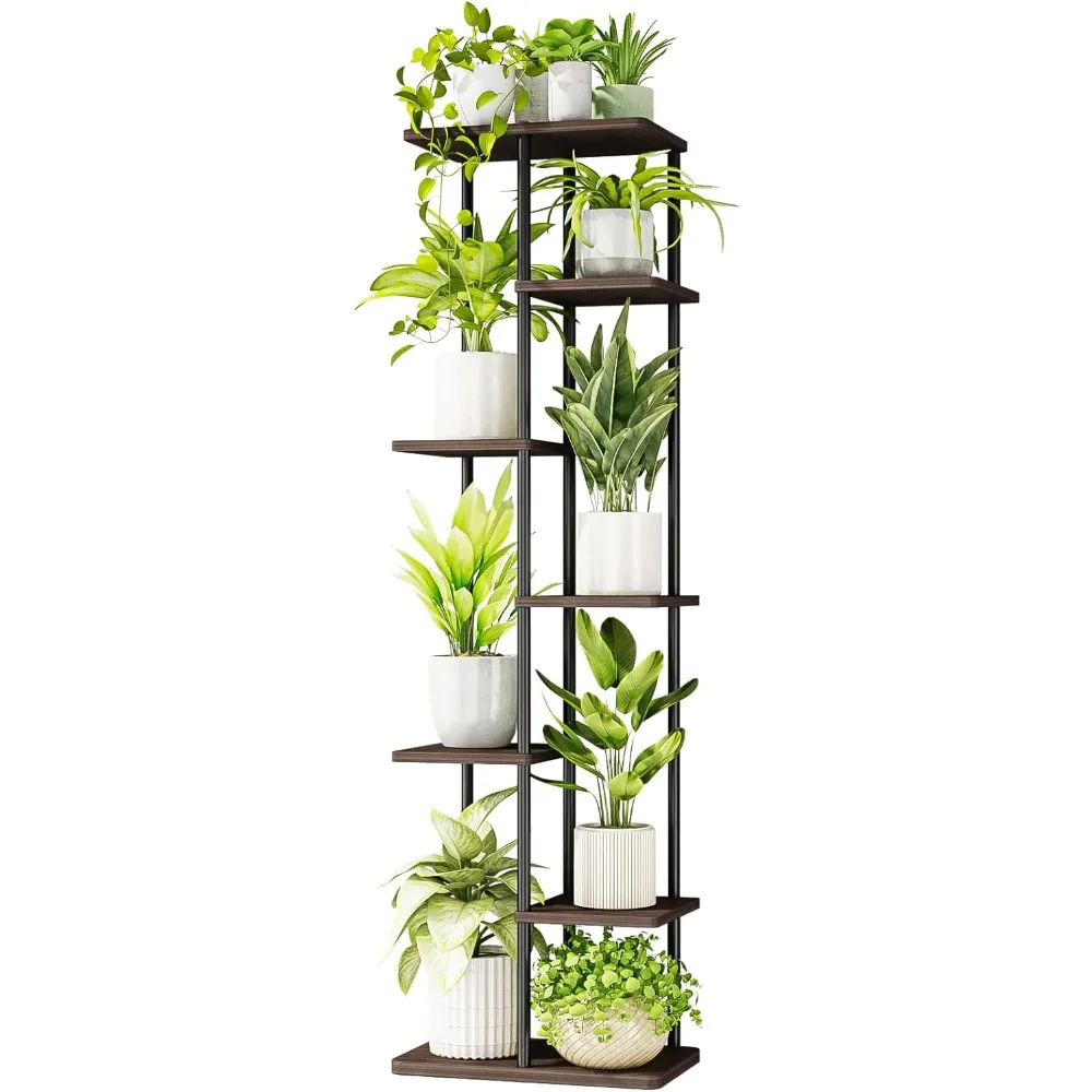 

Bamworld Tall Plant Stand Indoor 7 Tier Metal Shelf Black Holder Large Plant Rack for Mutiple Pots for Patio