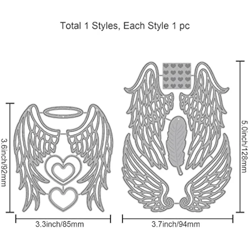 Angel Wings Cutting Dies Hearts Die Cuts Feather Embossing Stencil Template Carbon Steel Die Cutting Template