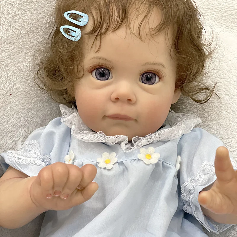 

55CM Maggie Handmade High Quality Reborn Toddler Detailed Lifelike Painting Rooted Long Curly Hair Collectible Art Doll