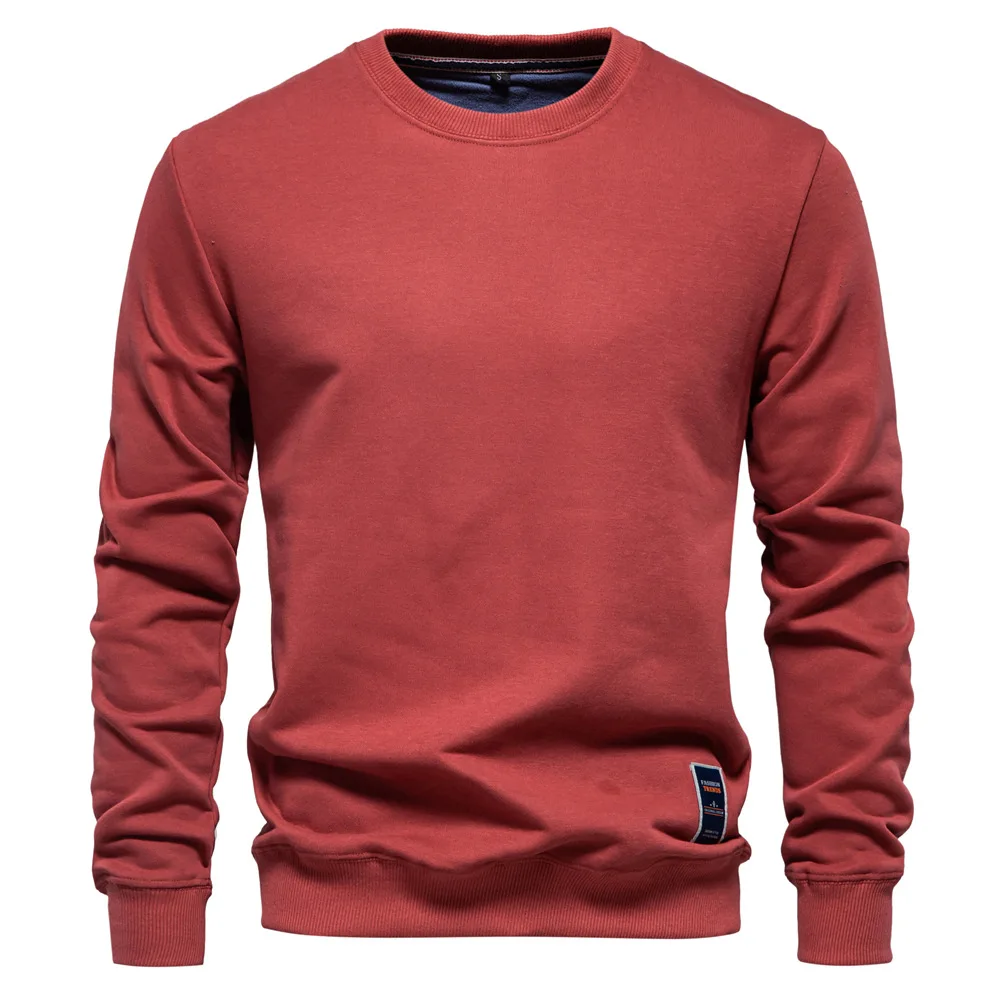 AIOPESON lo stesso stile autunno nuovo codice Euro maglione Casual commercio estero da uomo sciolto tinta unita girocollo tendenza copricapo