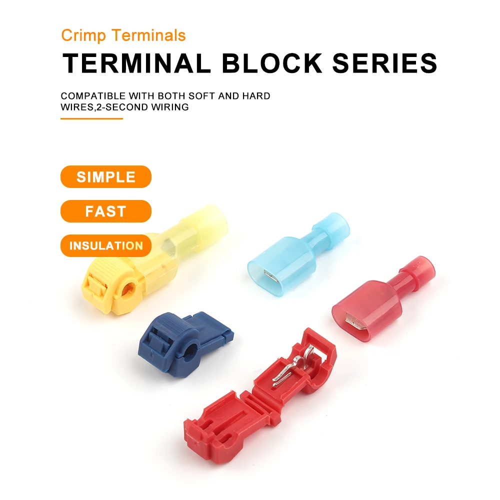 50PCS/25set T-Tap Connector Quick Splice Electrical Cable Connectors Snap Lock Wire Terminal Self-Stripping Insulated Terminals