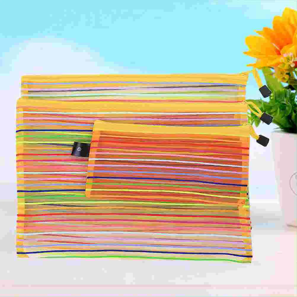 

3 Pcs Zipper Pencil Case Student 3400X2400X050CM File Organizer Portable Bag