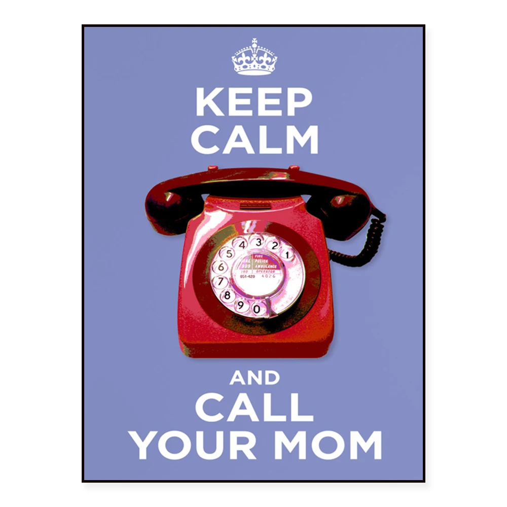 Keep Calm And Call Your Mom Red Retro Phone Graphic Poster Print Humor Kitchen Wall Art Gift for Mom's Daughter