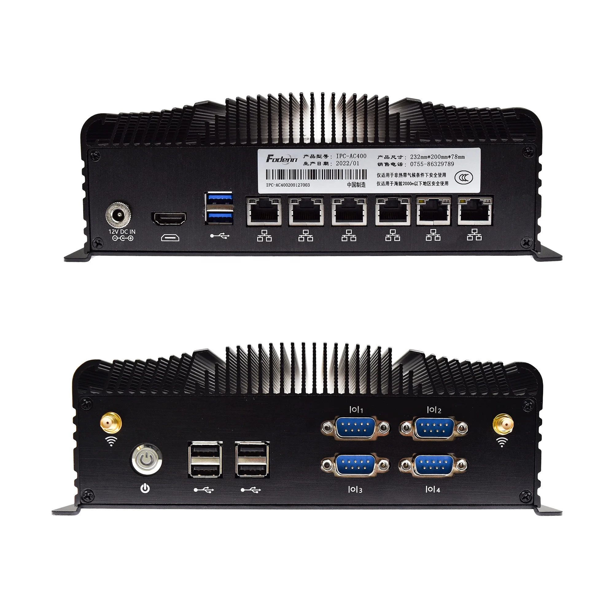 Latest Intel Tigerlake-U X86 Win10/Linux GPIO CAN-OPEN 6 PoE Embedded AI PC Embedded Fanless Box Mini Itx Custom Fanless Case