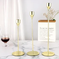 1/3 Pcs/ Set European Metal Candle Holder Simple Golden Wedding Decoration Bar Party Living Room Decoration Home Decoration