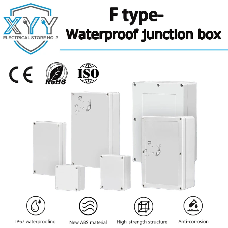 F-type ABS new material Ip67 waterproof junction box Plastic housing Ip67 Outdoor electronic safe monitor power button box